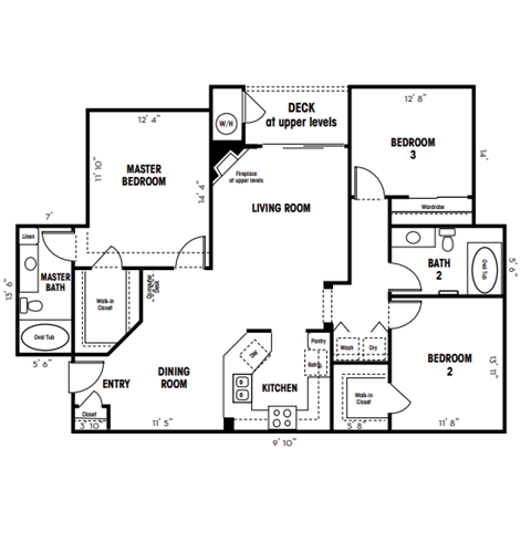 3 bed 2 bath floor plan A at Canyon Crest, Riverside